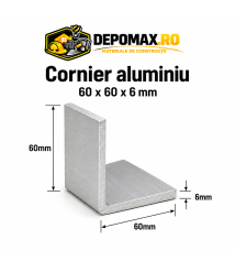 Cornier aluminiu 60 x 60 x 6 mm, 6 metri (EN AW-6060)